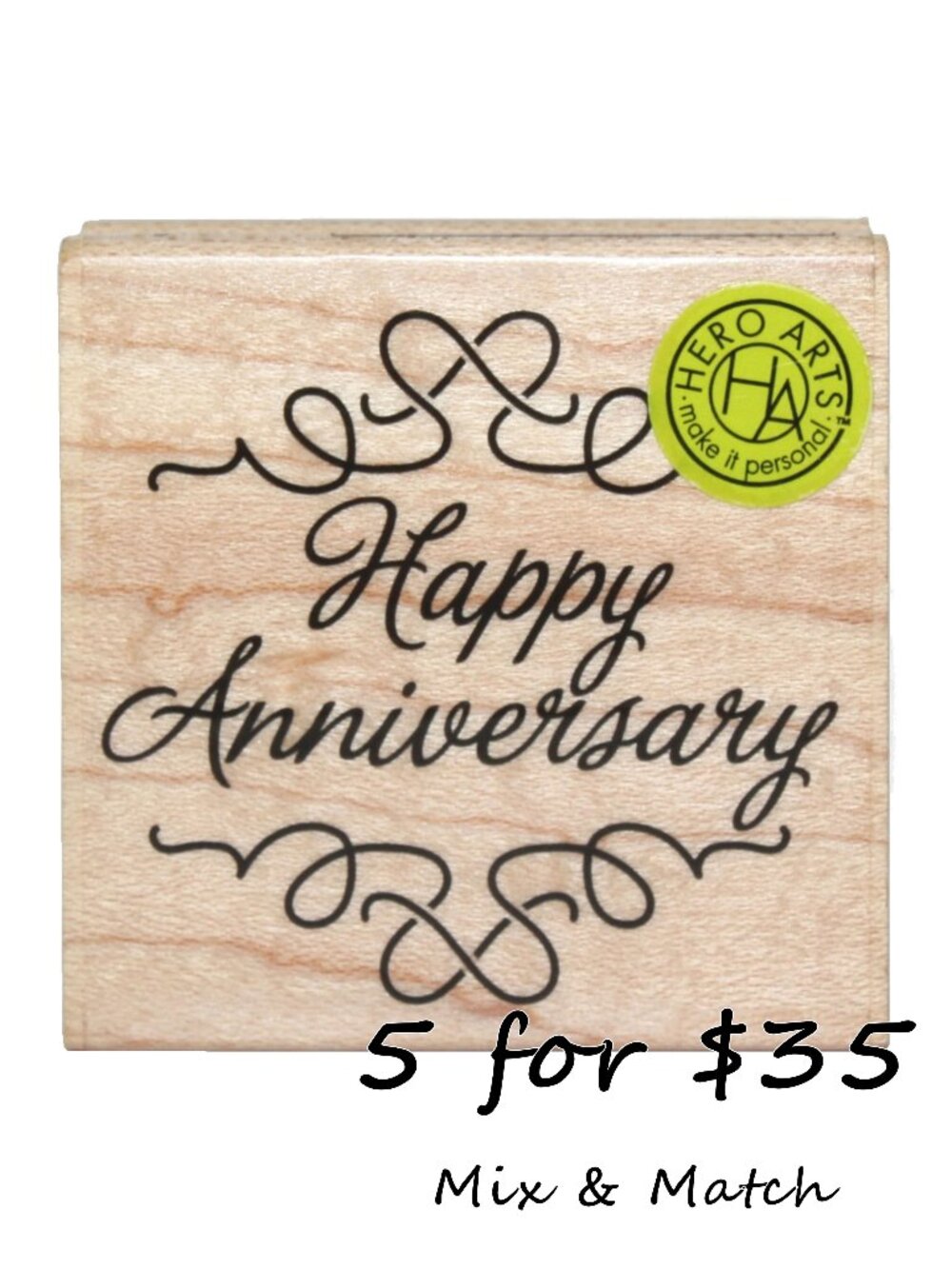 Hero Arts Happy Anniversary F6459 Woodblock Stamp